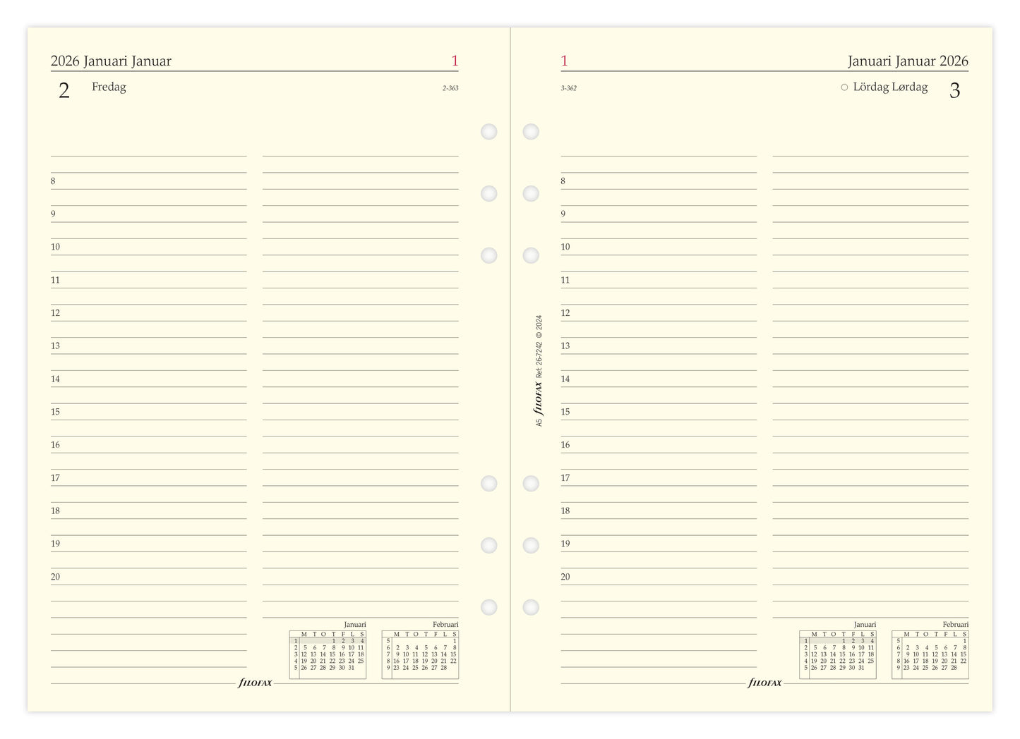 FILOFAX REFILL 1 DAG PR. SIDE A5 2026
