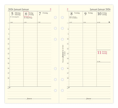 FILOFAX REFILL 1 UGE PR. OPSLAG VERTIKAL PERSONAL 2026