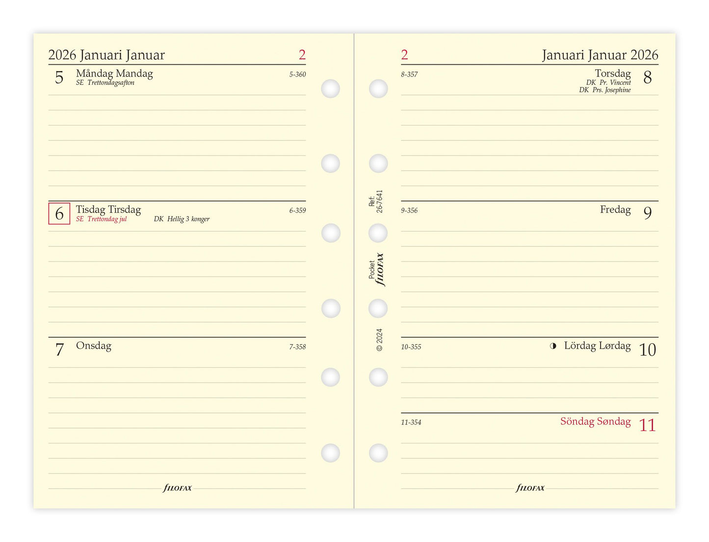 FILOFAX REFILL UGE PR. OPSLAG POCKET 2026