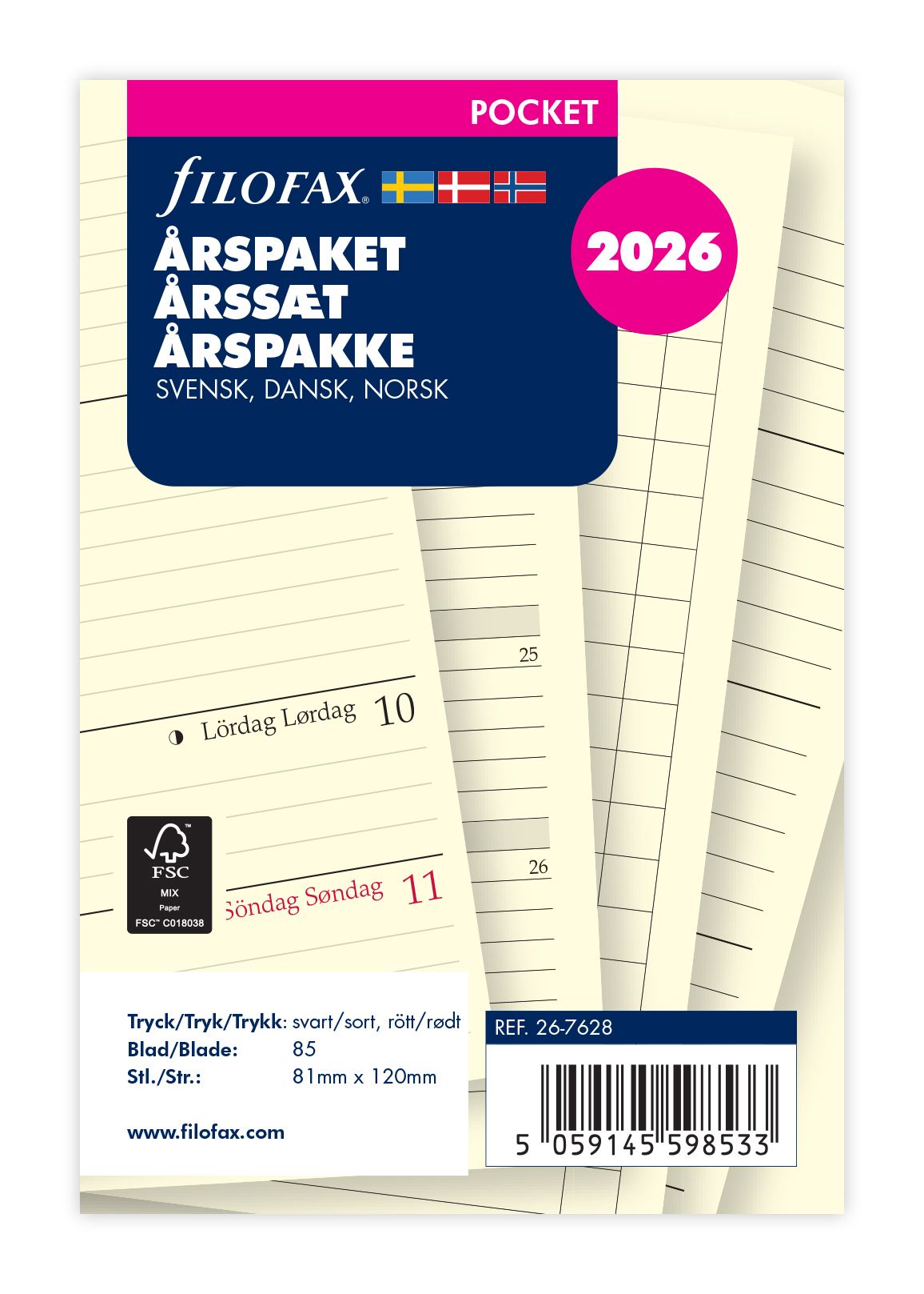 FILOFAX REFILL ÅRSPAKKE POCKET 2026