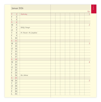 FILOFAX REFILL MÅNEDSOVERSIGT PERSONAL 2026