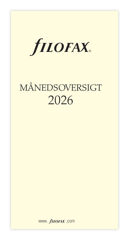 FILOFAX REFILL MÅNEDSOVERSIGT PERSONAL 2026
