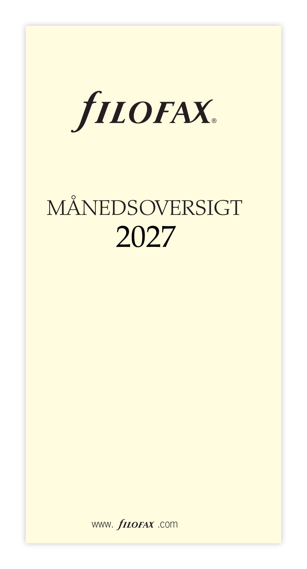 FILOFAX MÅNEDSOVERSIGT 2027
