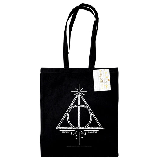 HARRY POTTER DEATHLY HALLOWS BLACK TOTE BAG