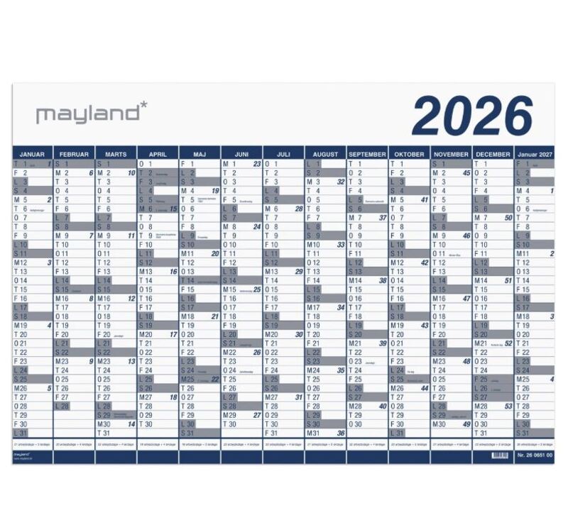 KÆMPEKALENDER 1X13 MDR. PP-PLAST RØR 2026