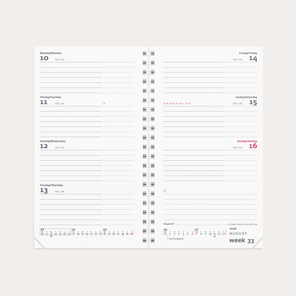WEEK PLANNER INTERNATIONAL TVÆRFORMAT REFILL 2026