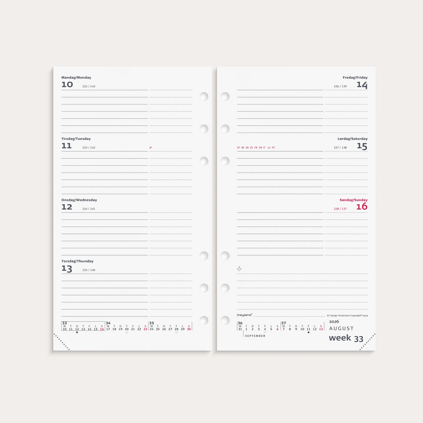 SYSTEM PP INTERNATIONAL UGEKALENDER TVÆRF REFILL 2026