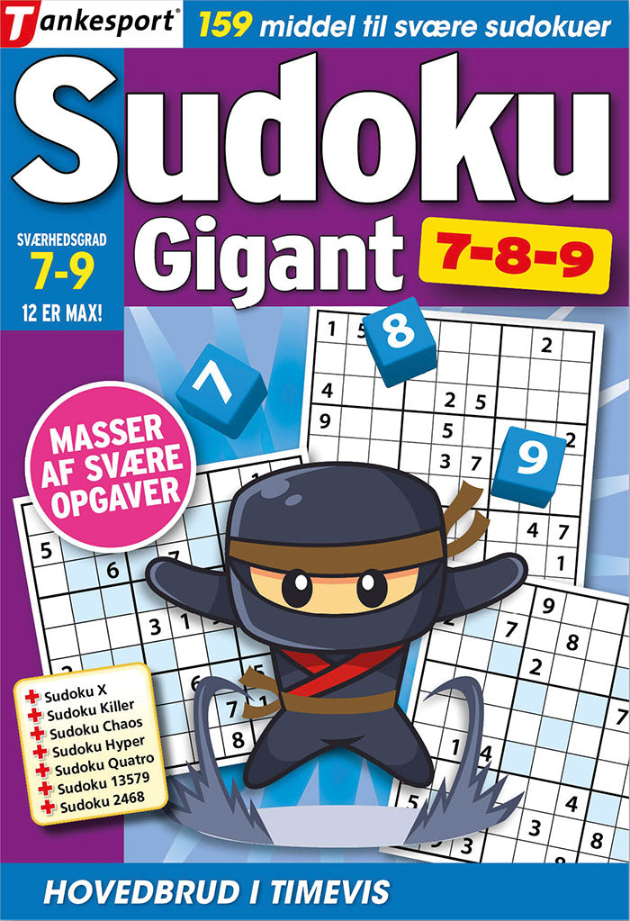 SUDOKU GIGANT SVÆRHEDSGRAD 7,8,9