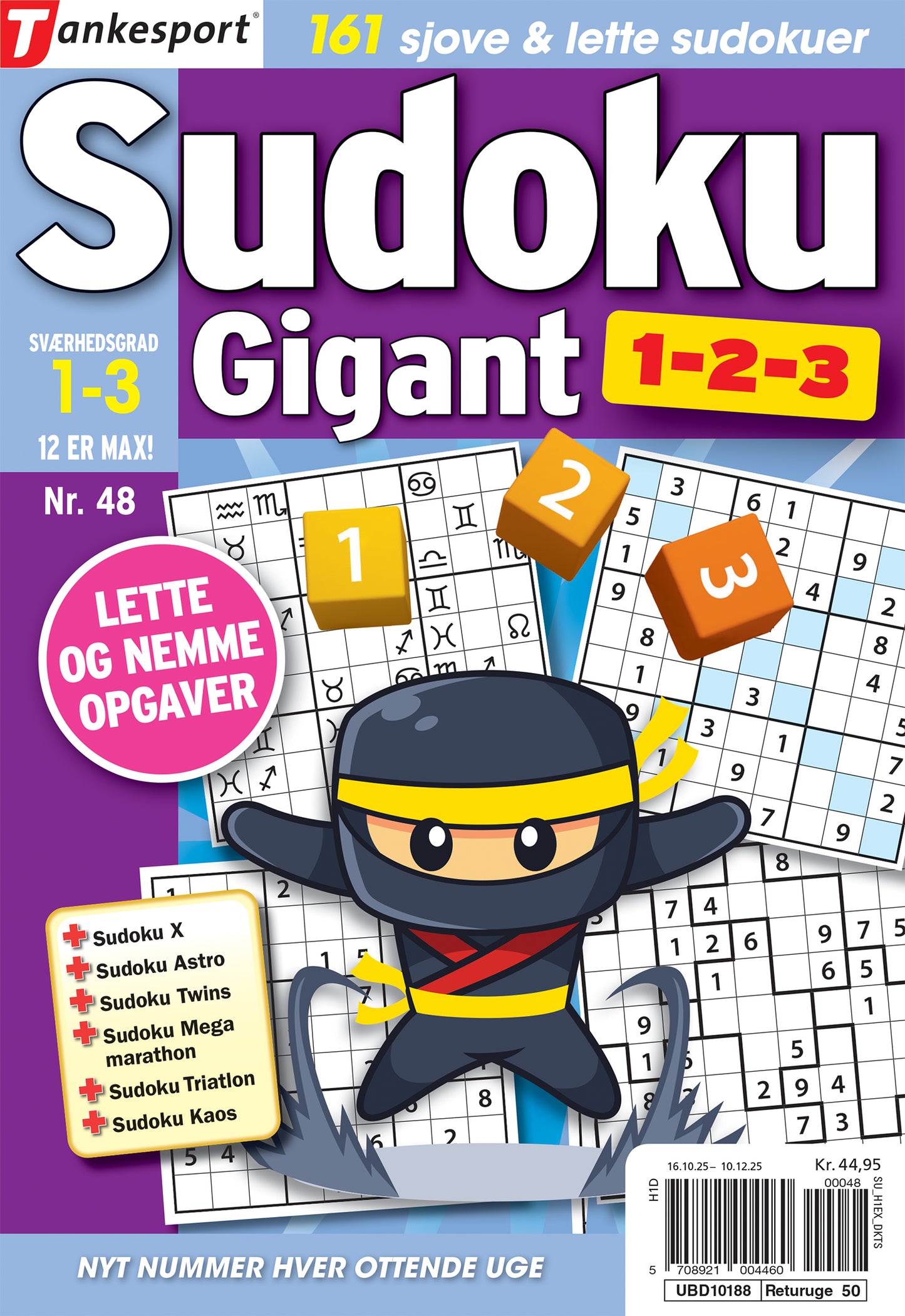 SUDOKU GIGANT SVÆRHEDSGRAD 1,2,3