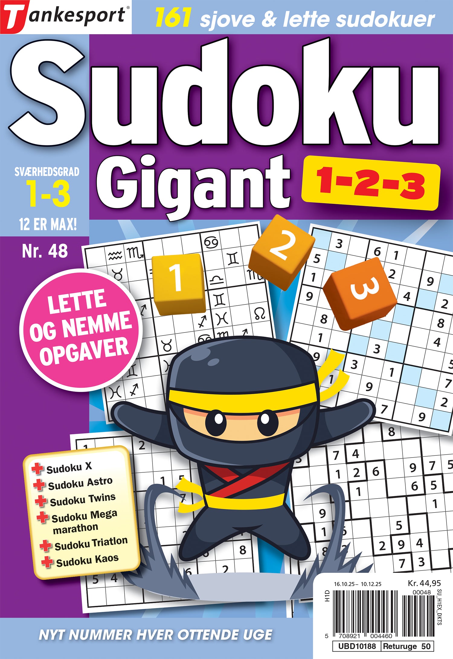 SUDOKU GIGANT SVÆRHEDSGRAD 1,2,3
