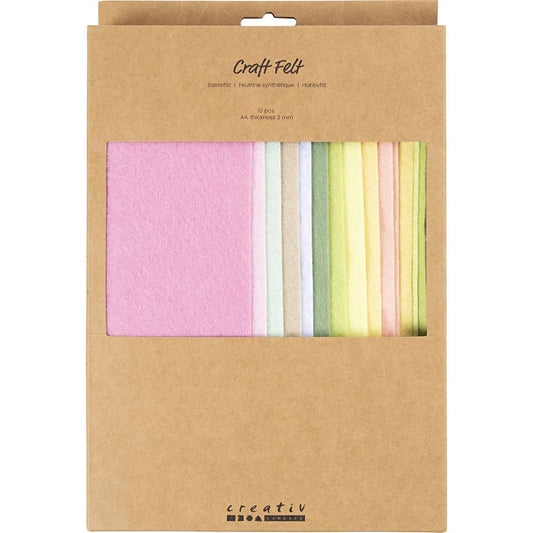 HOBBYFILT 10 STK. A4 PASTELFARVER