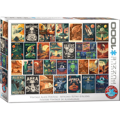 EUROGRAPHICS VINTAGE POSTERS OF ALIENS 1000 BRIKKER