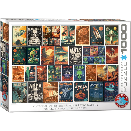 EUROGRAPHICS VINTAGE POSTERS OF ALIENS 1000 BRIKKER