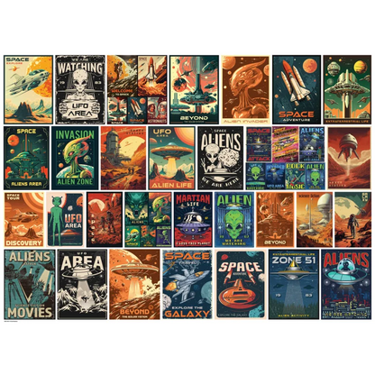 EUROGRAPHICS VINTAGE POSTERS OF ALIENS 1000 BRIKKER