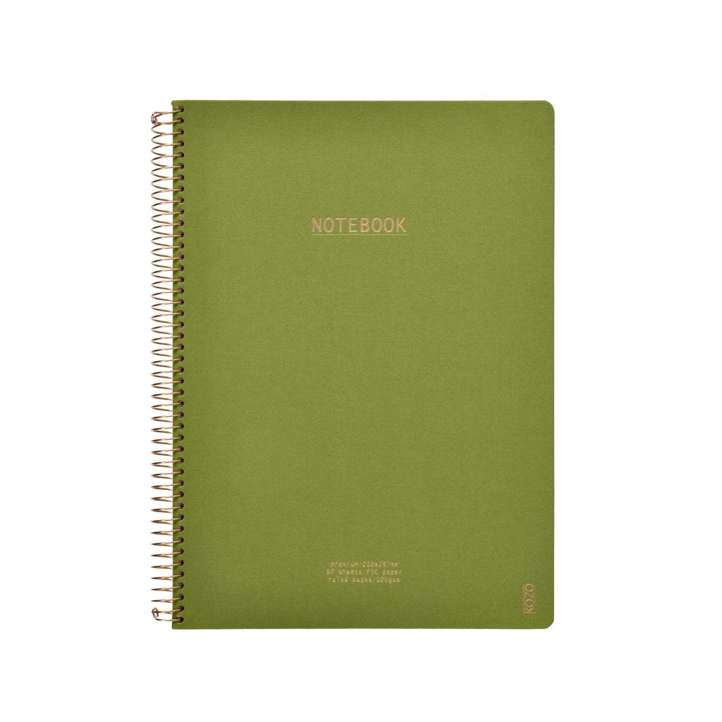 KOZO NOTESBOG A4 PREMIUM OLIVE GREEN