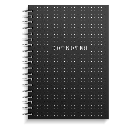 DOTNOTES SORT MED SØLVPRÆG SPIRALRYG