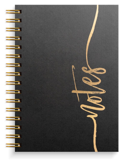 NOTESBOG A5 SORT MED GULD
