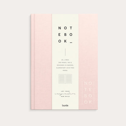 A5 NOTESBOG TEXTIL LYSERØD LIN.