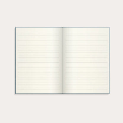 A5 NOTESBOG TEXTIL LYS BLÅ LIN.