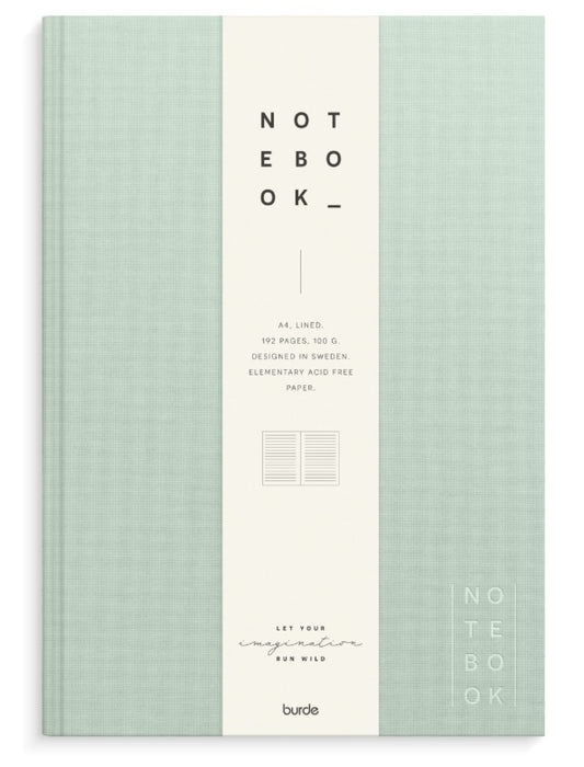 A4 NOTESBOG TEXTIL GRØN LINJERET