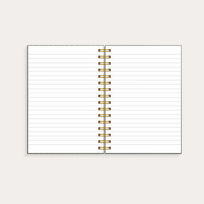 NOTEBOOK A5 GREEN PATTERN SPIRAL LINJERET