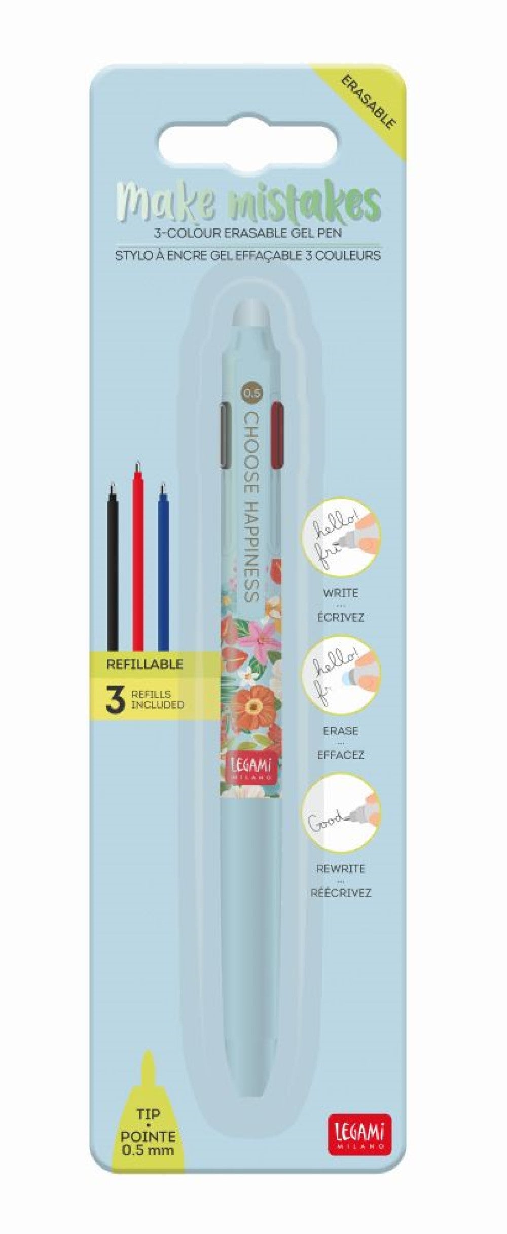 ERASABLE PEN 3IN1 FLOWERS