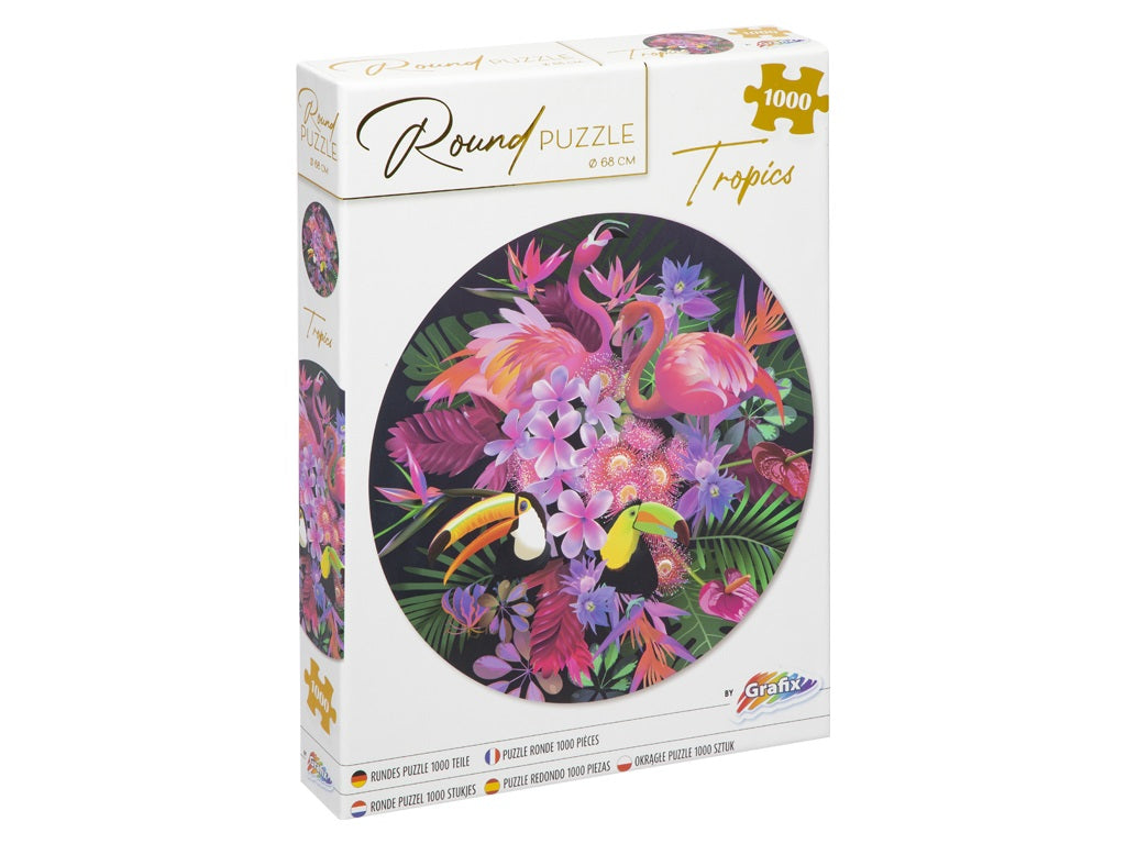 PUSLESPIL 1000 BRIKKER TROPISK, RUNDT Ø 68 CM