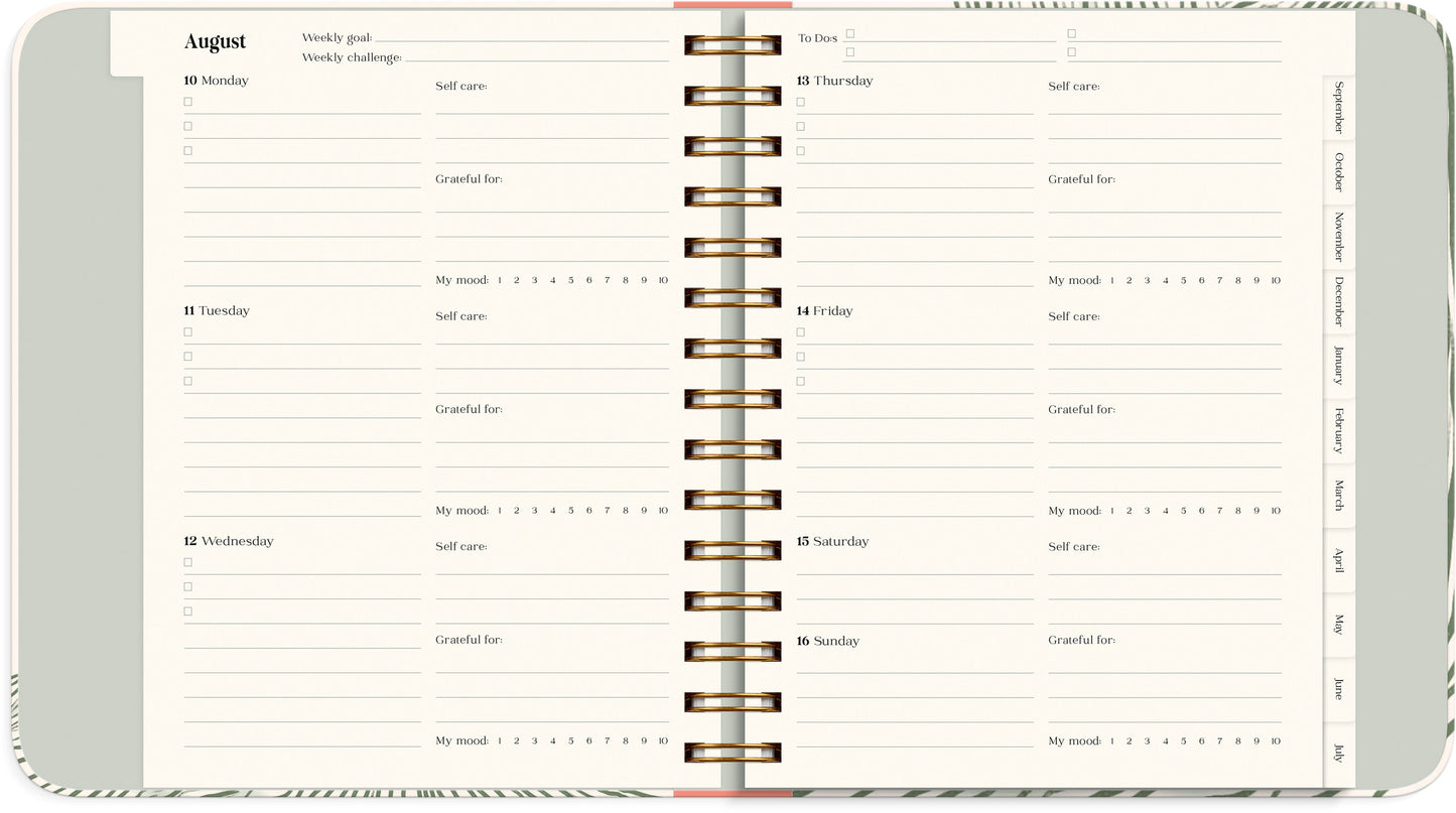 LIFE PLANNER DECOR GREEN FLOW 2026/2027