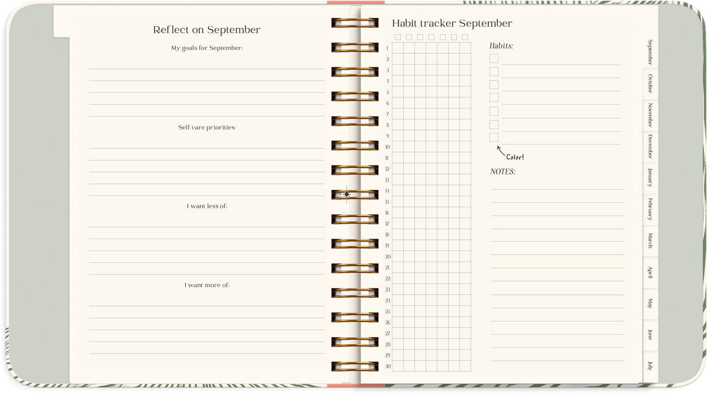 LIFE PLANNER DECOR GREEN FLOW 2026/2027