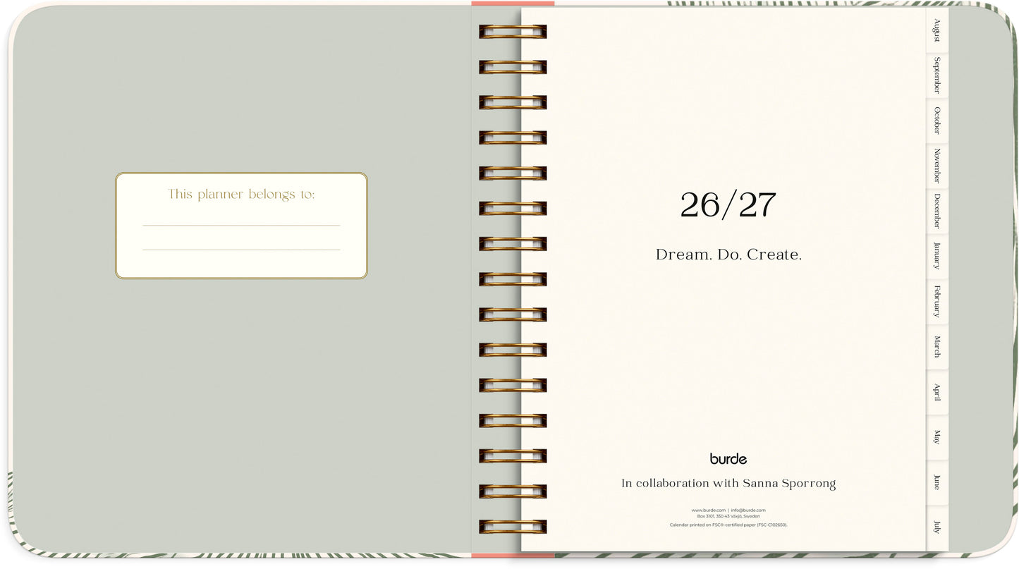 LIFE PLANNER DECOR GREEN FLOW 2026/2027