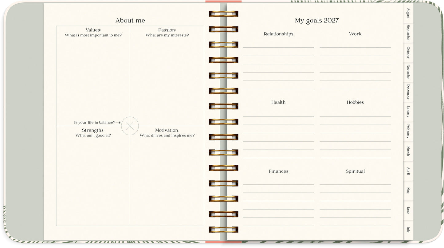 LIFE PLANNER DECOR GREEN FLOW 2026/2027