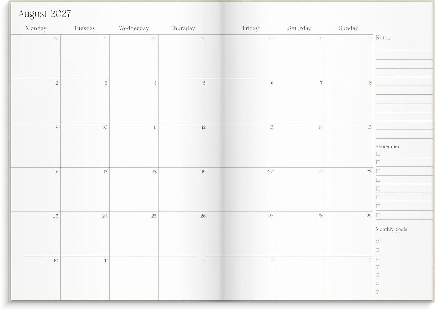 STUDENT PLANNER A5 BEIGE 2026/2027
