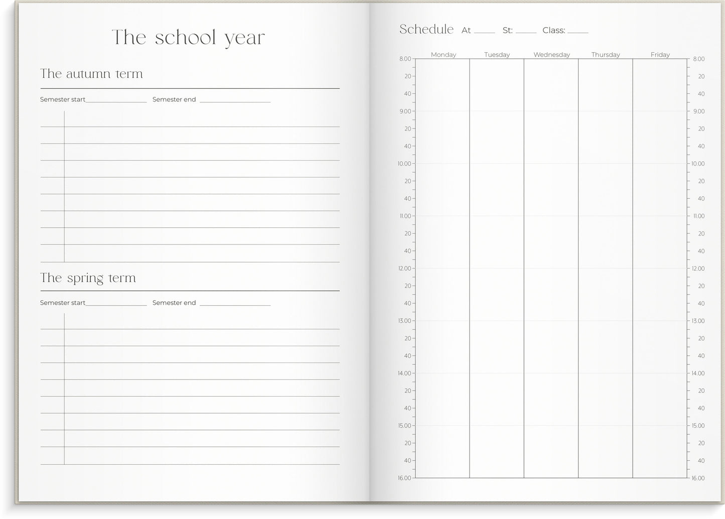 STUDENT PLANNER A5 BEIGE 2026/2027