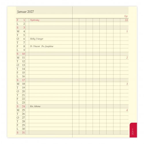 FILOFAX MÅNEDSOVERSIGT 2027