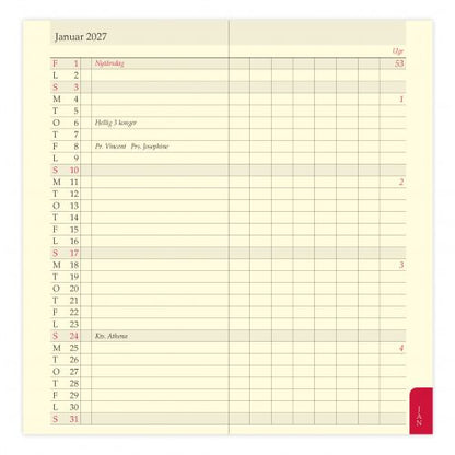 FILOFAX MÅNEDSOVERSIGT 2027
