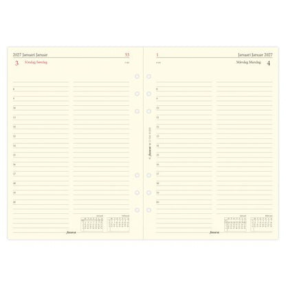 FILOFAX REFILL A5 EN DAG PR: SIDE 2027