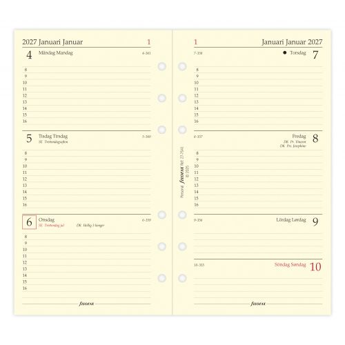 FILOFAX REFILL EN UGE PR OPSLAG PERSONAL 2027