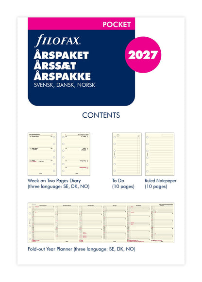 FILOFAX REFILL ÅRSPAKKE EN UGE PR OPSLAG POCKET 2027
