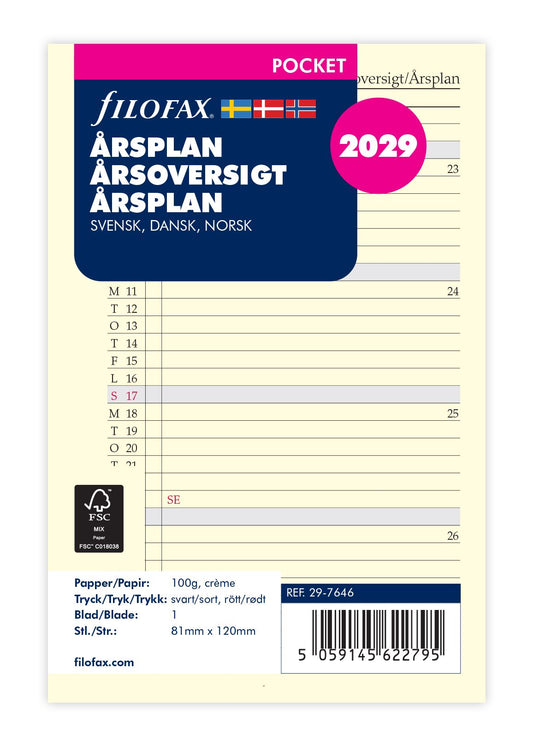 FILOFAX ÅRSPLAN POCKET 2029