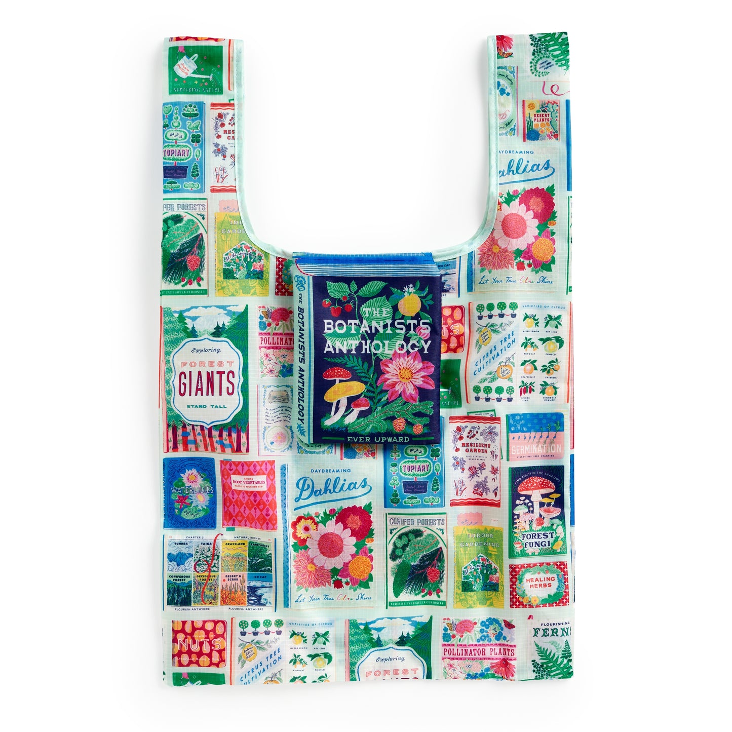 EVER UPWARD BOTANIST BOOKSHELF PACKABLE NYLON TOTE BAG