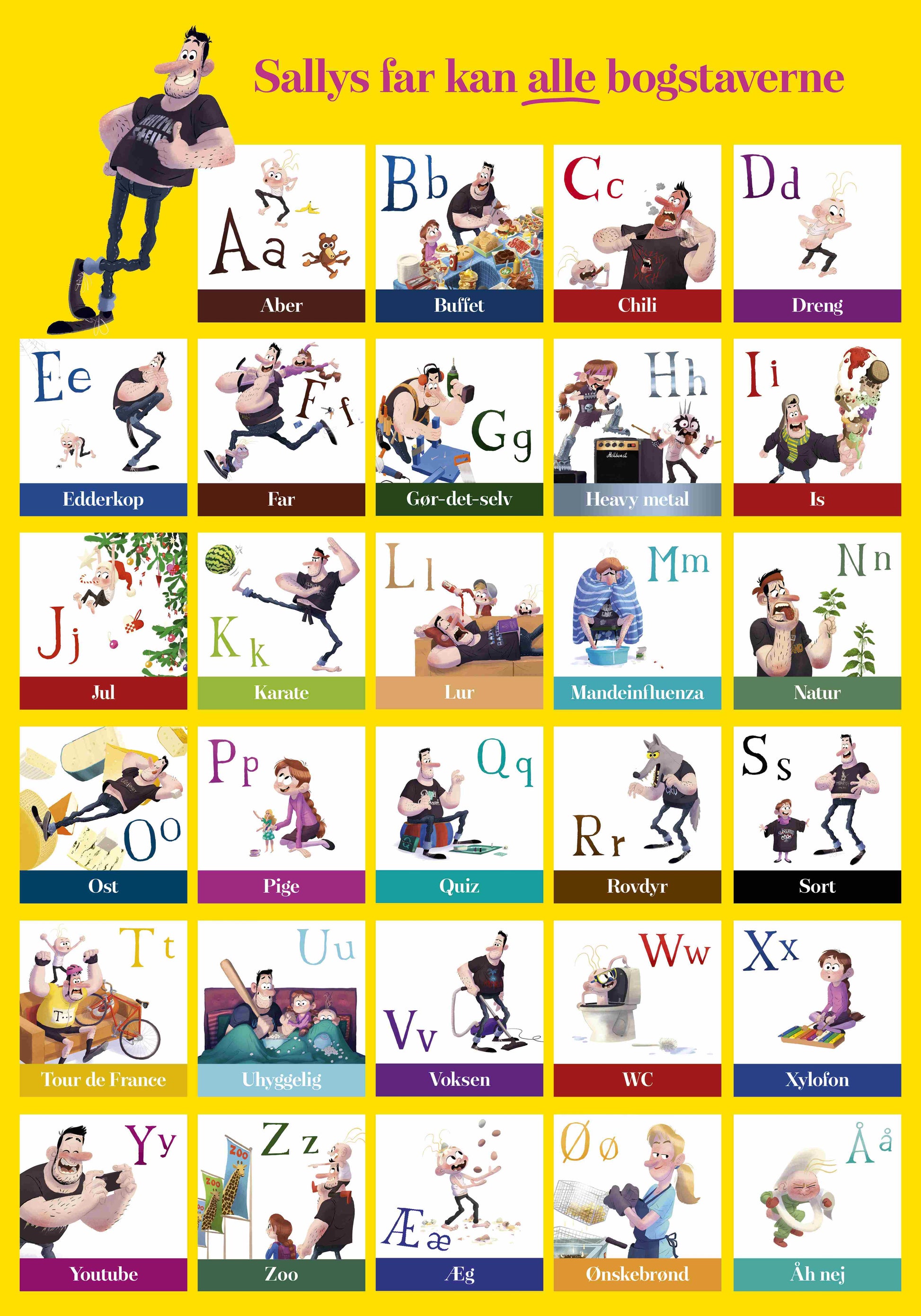 SALLYS FAR KAN ALLE BOGSTAVERNE - PLAKAT