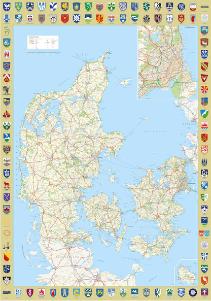 DANMARKSKORT MED KOMMUNEVÅBEN