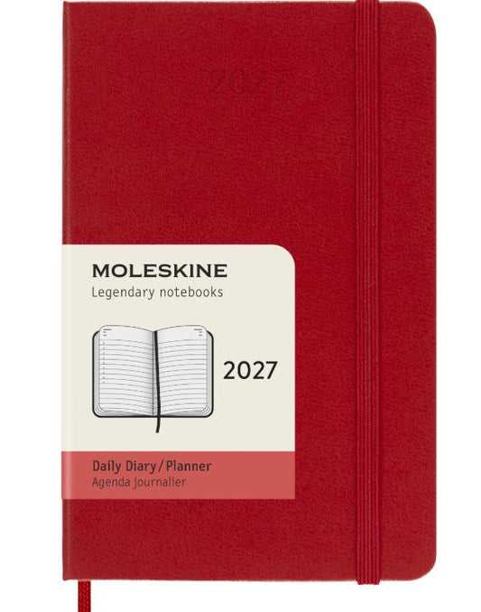 MOLESKINE CLASSIC HARD 12M DAILY POCKET RØD 2027
