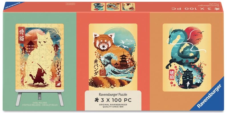 UKIYO-E CAT WARRIOR RED PANDA 3 X 100 PCS