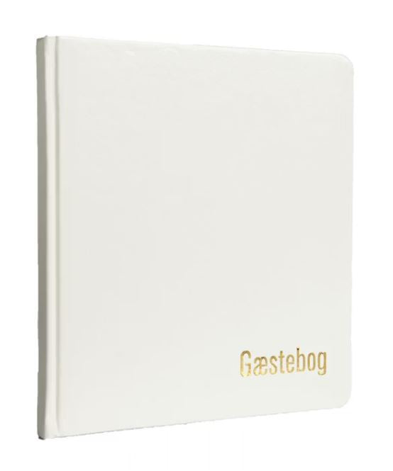 GÆSTEBOG HVID MED GULDTRYK CREMEFARVEDE 65 SIDER