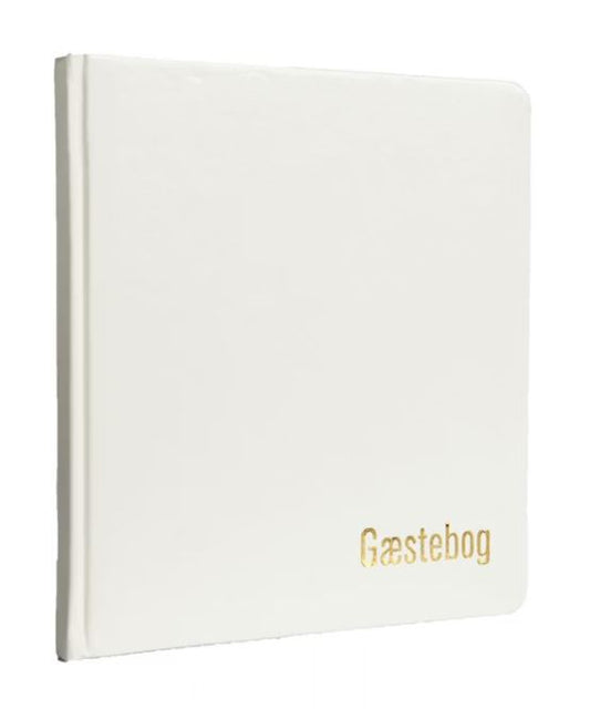 GÆSTEBOG HVID MED GULDTRYK CREMEFARVEDE 65 SIDER