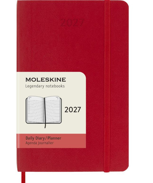 MOLESKIN CLASSIC SOFT 12M DAILY POCKET RØD 2027