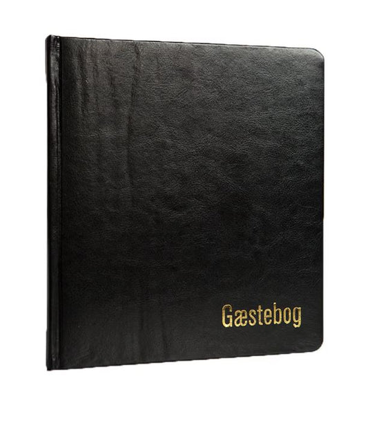 GÆSTEBOG SORT MED GULDTRYK CREMEFARVEDE 65 SIDER