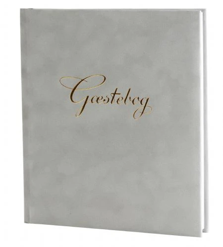 GÆSTEBOG GRÅ M/GULDTRYK