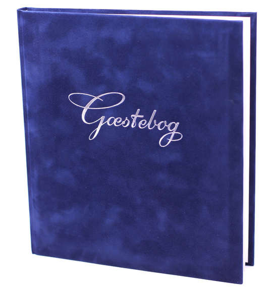 GÆSTEBOG MØRKBLÅ/ M SØLVTRYK